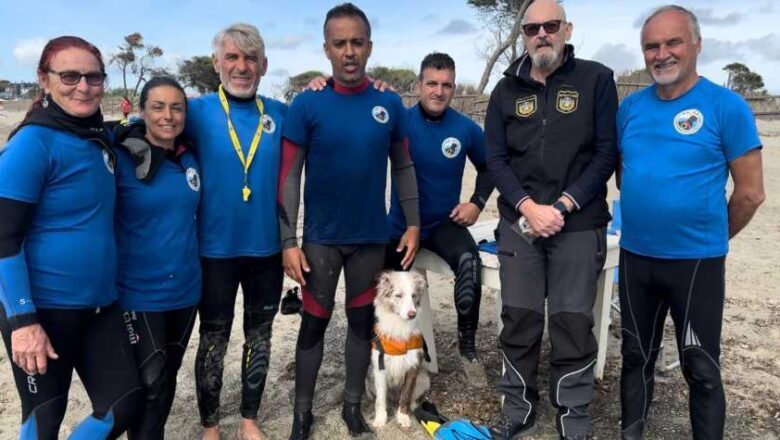 Glauco Lima e a border collie Aisha fazem história e conquistam notas máximas em curso de técnicas de resgate e salvamento aquático na Itália