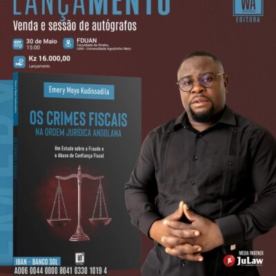 Advogado e docente Emery Moyo lança obra académica sobre Crimes Fiscais na Ordem Jurídica Angolana