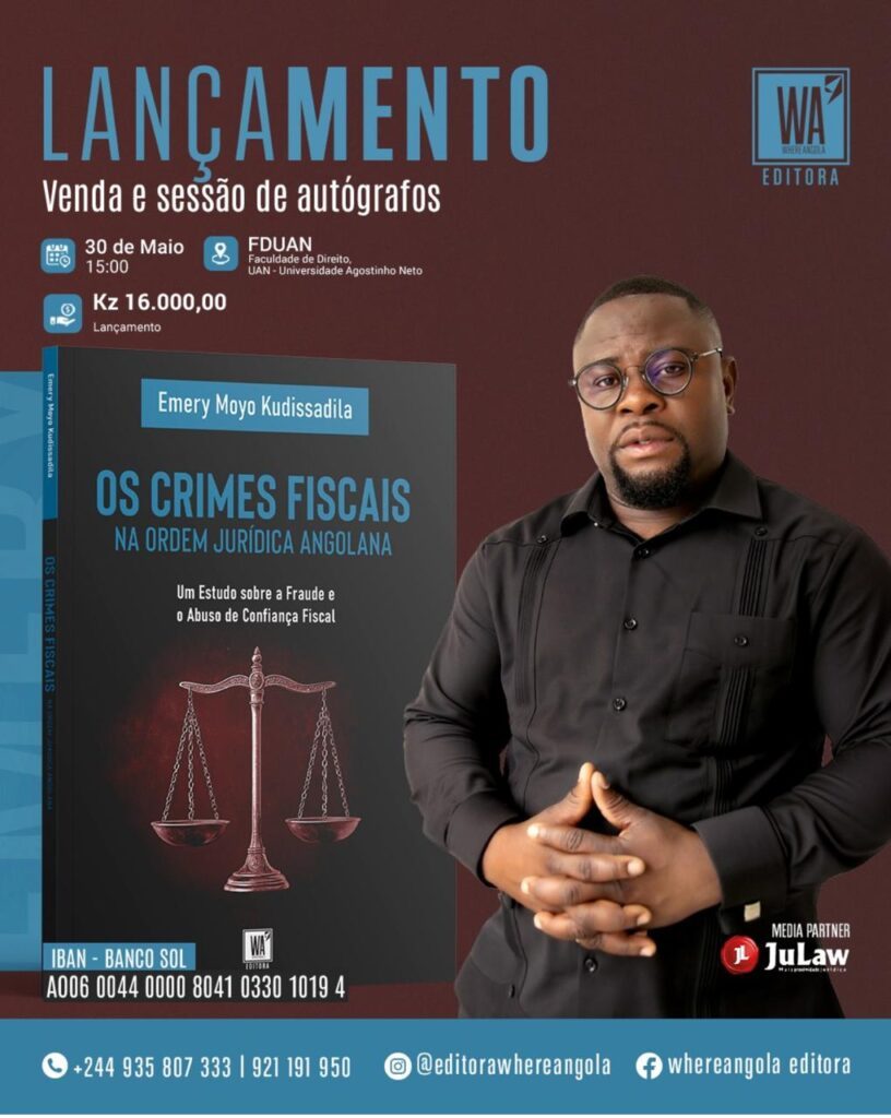 Advogado e docente Emery Moyo lança obra académica sobre Crimes Fiscais na Ordem Jurídica Angolana