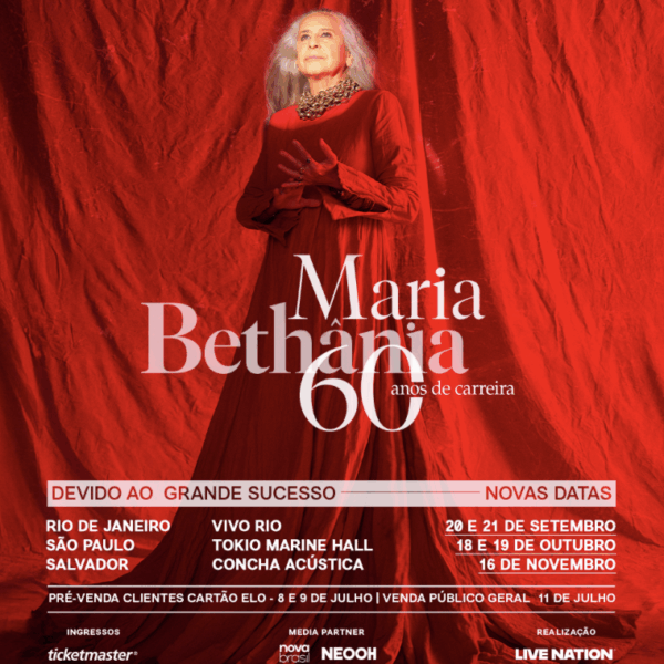Maria Bethânia anuncia novos shows em São Paulo, Rio de Janeiro e Salvador