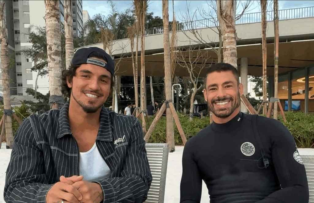 Das câmeras às pranchas: Cauã Reymond vive dia de surfe ao lado de Gabriel Medina no Beyond The Club, em São Paulo