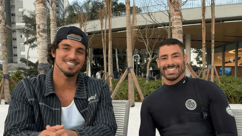 Das câmeras às pranchas: Cauã Reymond vive dia de surfe ao lado de Gabriel Medina no Beyond The Club, em São Paulo