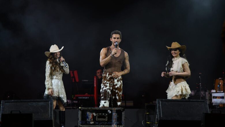 Protagonista de novela, João Raul grava cena em show da dupla Maiara e Maraisa