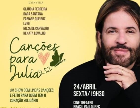 Cadu de Andrade apresenta Canções para Julia dia 24 de abril em BH