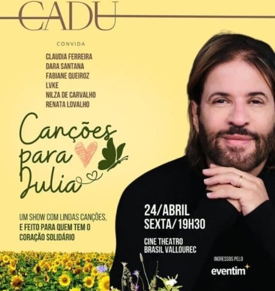 Cadu de Andrade apresenta Canções para Julia dia 24 de abril em BH
