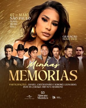 Simone Mendes  reúne gigantes do sertanejo na gravação de Minhas memórias na Suhai Music Hall